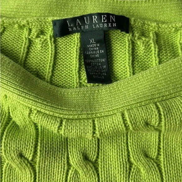 Lauren Ralph Lauren Lime Cable Knit Sweater - Picture 1 of 12